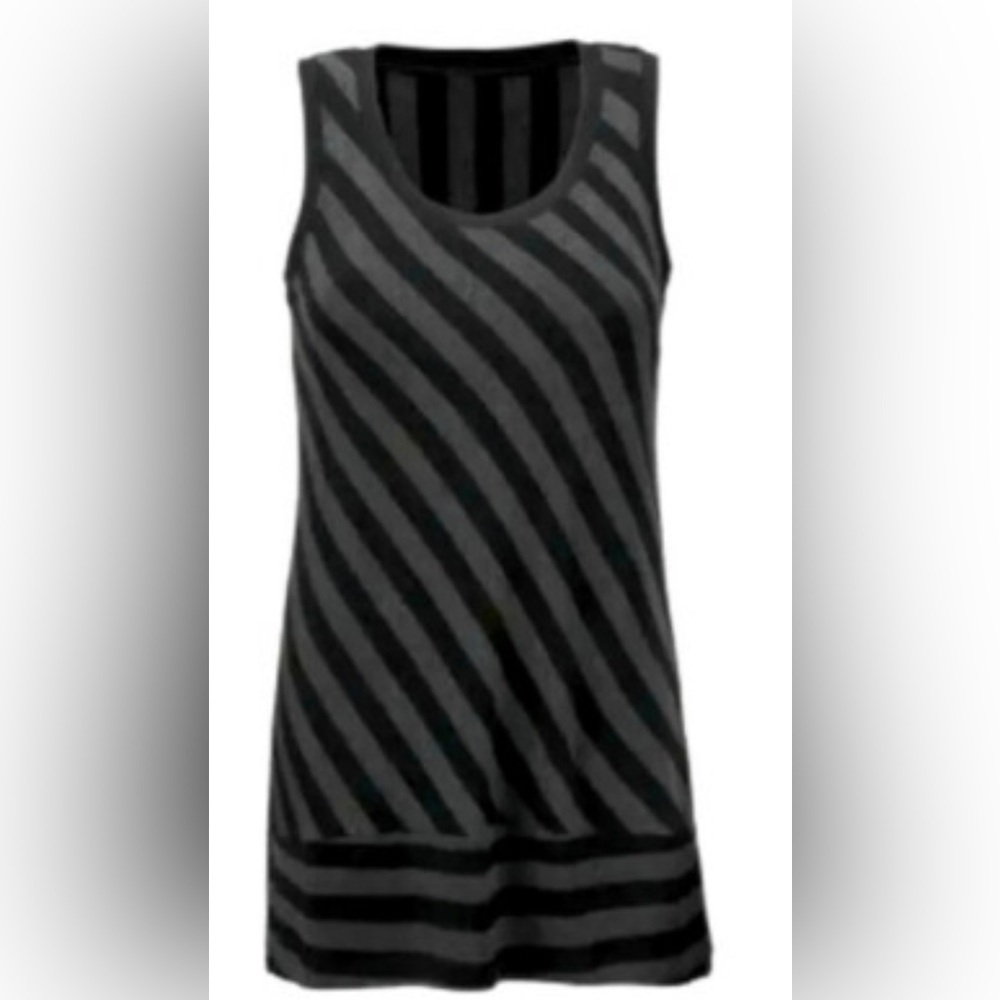 CAbi Align Black and Gray Striped Tunic Top Like New! M